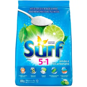Lava Roupa Pó Surf Sachê Limão Bicarbonato 800G