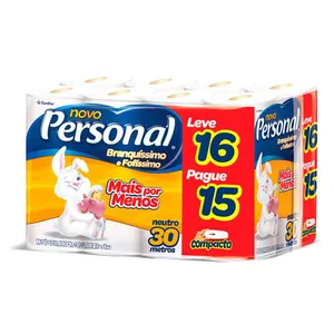 Papel Higiênico Folha Simples Personal Leve 16 Pague 15 Com 30 Metros