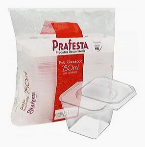 Pote Quadrado Com Tampa 250Ml Pcte Com 20Un Prafesta