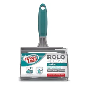 Rolo Adesivo Lavável Flashlimp Cinza E Verde