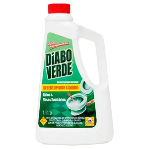 Desentupidor Líquido Para Ralos E Vasos Sanitários Diabo Verde 1 Litro