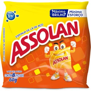 Lã De Aço Assolan Pacote 60G Com 8 Unidades