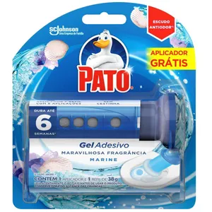 Desodorizador Sanitário Pato Gel Adesivo Aplicador + Refil Marine 6 Discos